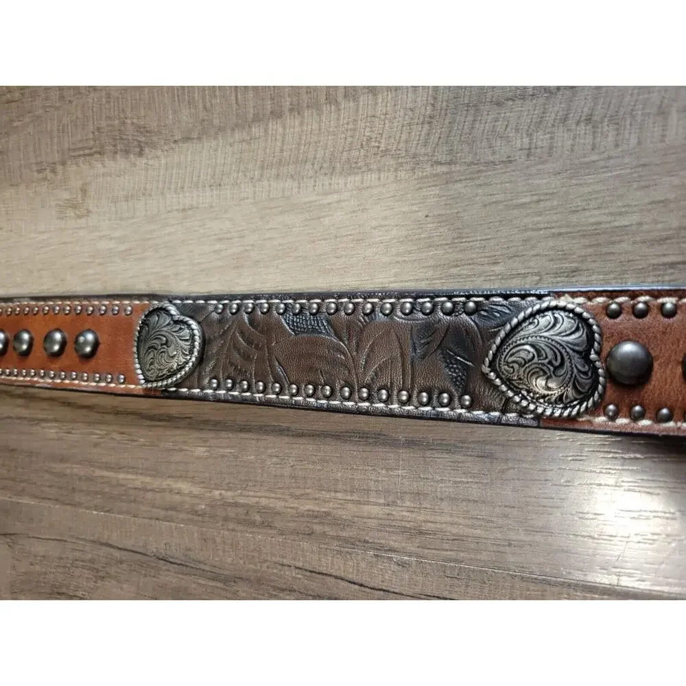 Ariat Heart Medallion Girls Belt Heart Conchos Embossed Western Cowgirl Size 24